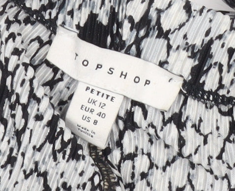 Topshop Petite Women's Black Geometric Flared Trousers Size 12