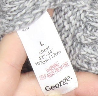 George Men’s Grey Cable Knit 1/2 Zip Jumper L Regular Fit