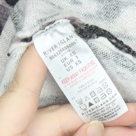 Womens UK Size XS River Island Grey Pullover Jumper