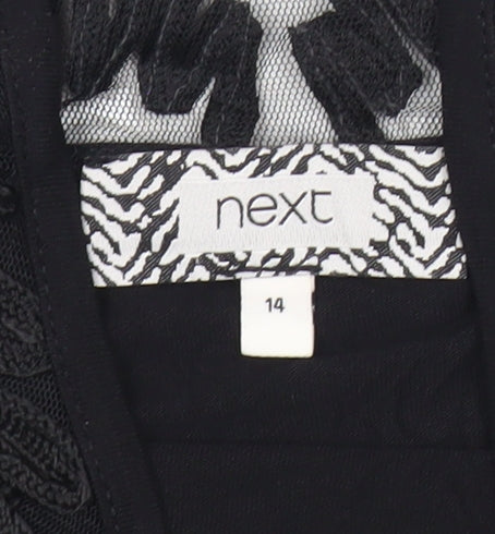 Next Women’s Black Shift Dress Size 14 Lace Sheer Panel Party Wear