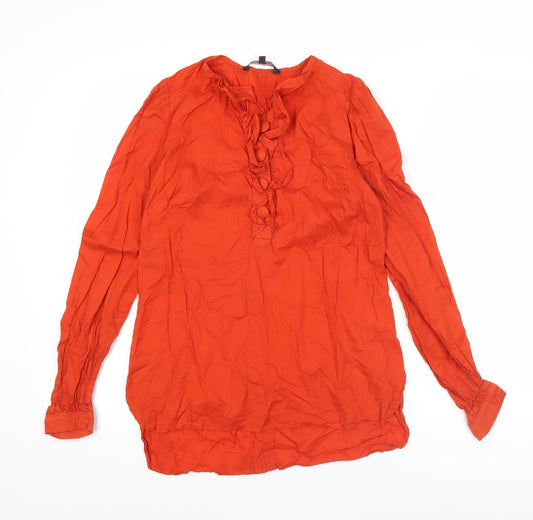 Additional front view of French Connection women’s red cotton tunic blouse, size UK 10