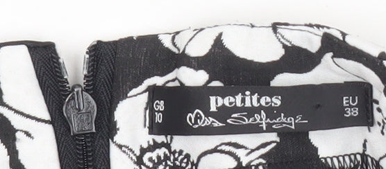 Miss Selfridge Women’s Petites Black Floral Cotton Shorts Size 10