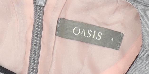 Oasis Women’s Grey Sheath Dress Size 6 Sleeveless Workwear Office