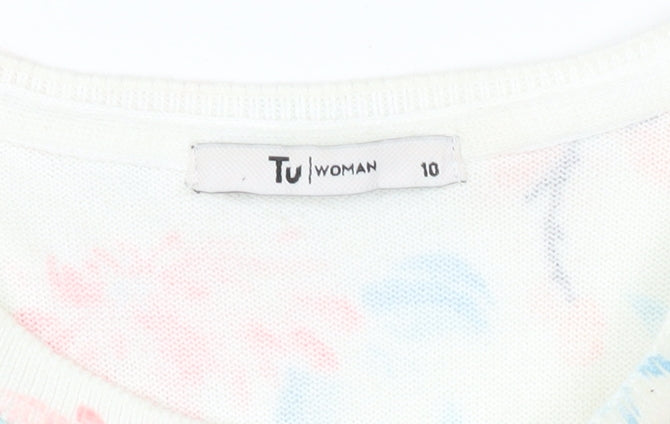 Tu Women Multicoloured Floral Cardigan Size 10 Crew Neck