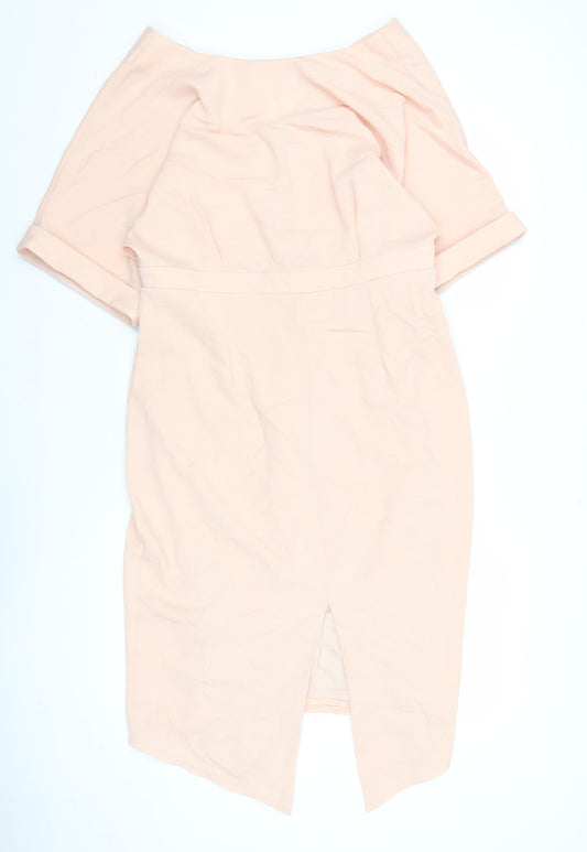 ASOS Women's Pink Off Shoulder Bodycon Dress Size 16
