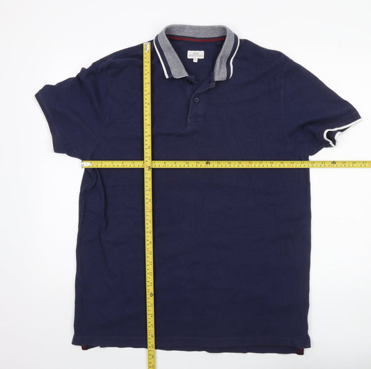 Next Men’s Blue Cotton Polo Shirt XL Short Sleeve Casual