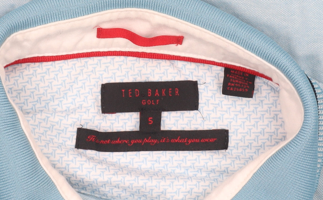 Ted Baker Men’s Blue L Polo Shirt Golf Cotton Stretch Short Sleeve