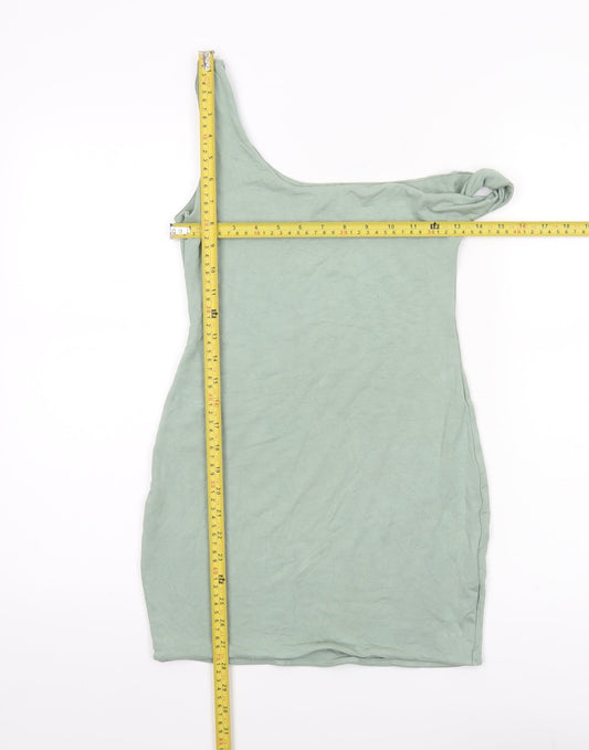 Oh Polly Women Green One Shoulder Bodycon Mini Dress Size 12
