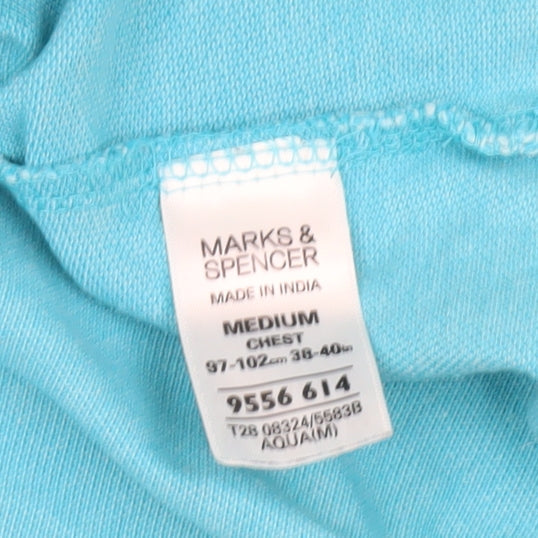 Marks and Spencer Men’s Blue Polo Shirt Size M Cotton Short Sleeve