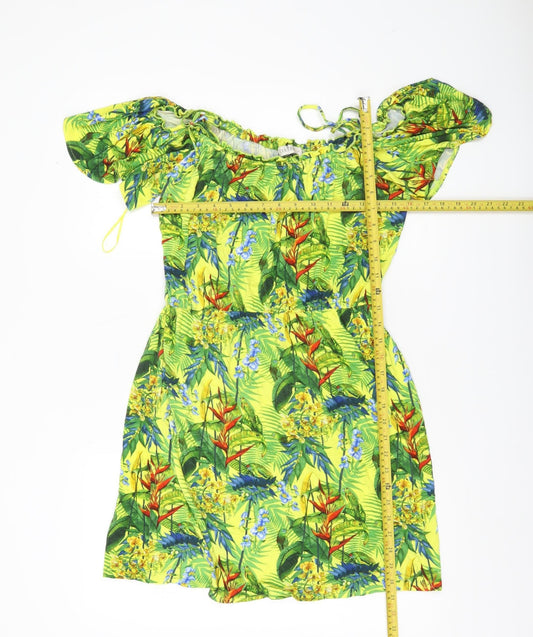 Oasis Women’s Multicoloured Tropical Off Shoulder Skater Dress M