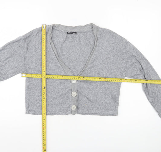 Womens UK Size S Zara Grey Cardigan Jumper