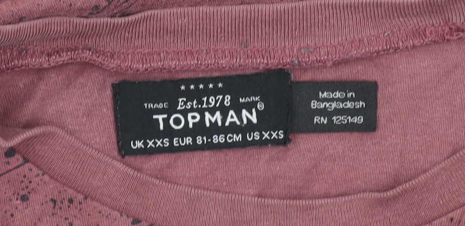 Topman Mens Red XXS Graphic Print Short Sleeve Crew Neck T-Shirt