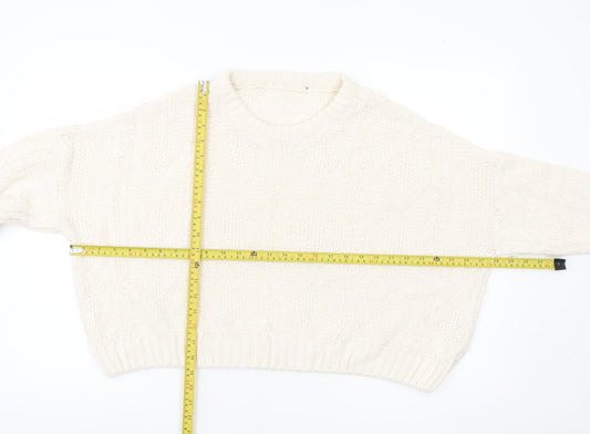 Primark Women’s Ivory Chunky Knit Jumper Size 10 Relaxed Pullover