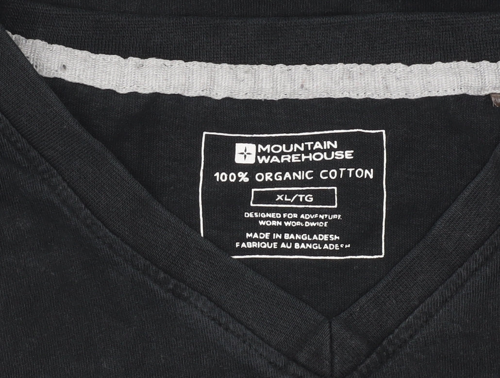 Mountain Warehouse Mens Black XL V-Neck Cotton T-Shirt