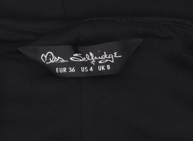 Miss Selfridge Women’s Black Bodycon Party Dress Size 8 Sleeveless V-Neck