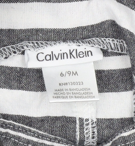 Additional view of Calvin Klein unisex baby grey striped dungaree 6-9 months cotton blend