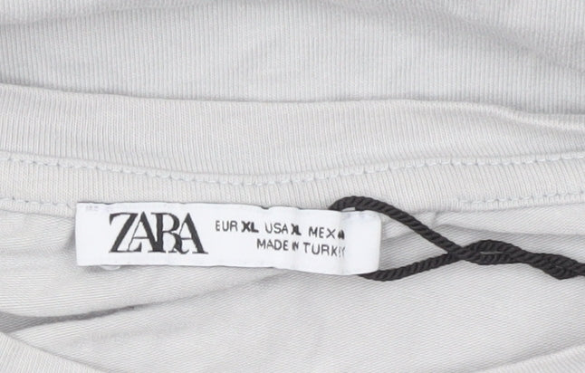 Zara Men’s Grey XL Short Sleeve Crew Neck Jersey T-Shirt