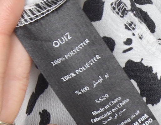 Quiz Women’s Black White Animal Print A-Line Dress Size 16