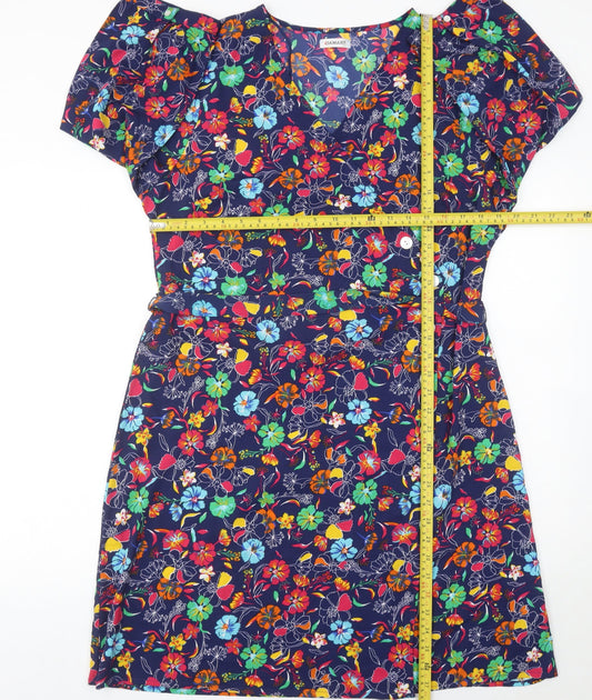 Damart Women’s Multicoloured Floral Wrap Dress Size 18 Knee Length