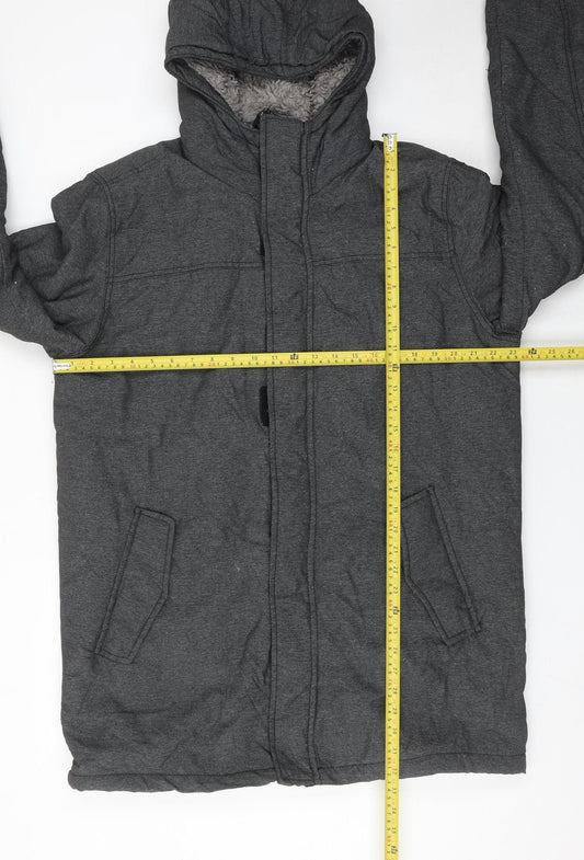 Avenue Men’s Grey Hooded Parka Coat Medium 39-41in Insulated Winter