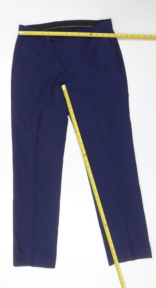 Harry Brown Men’s Blue 32R Regular Fit Formal Dress Trousers