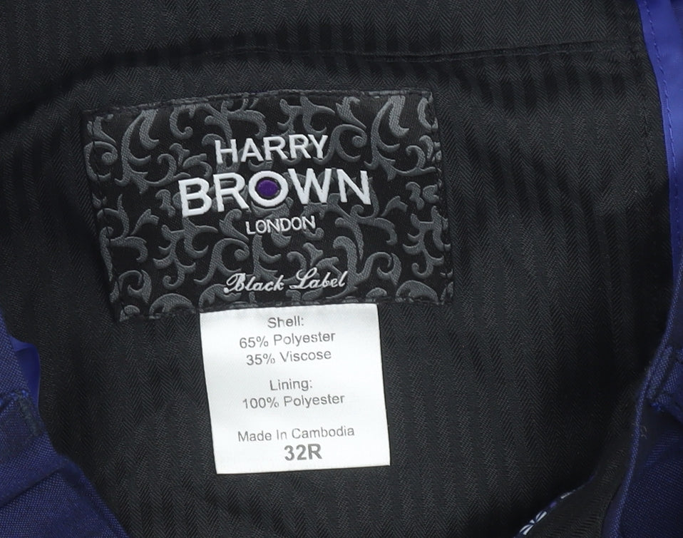 Harry Brown Men’s Blue 32R Regular Fit Formal Dress Trousers