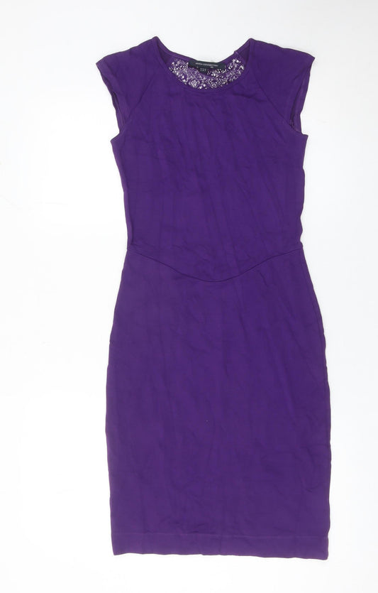 Additional front view of French Connection Women’s Purple Lace Sheath Dress UK 12