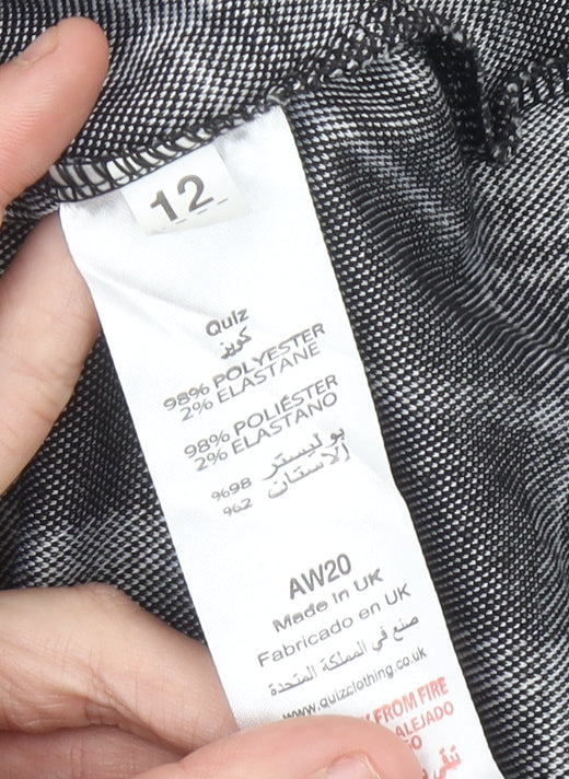 Quiz Womens Black Checked Plaid Wrap Dress Size 12 Sleeveless