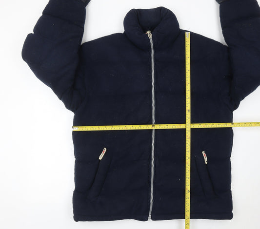 WS Sport Men’s Blue Puffer Jacket L Polyester Fleece Winter Coat