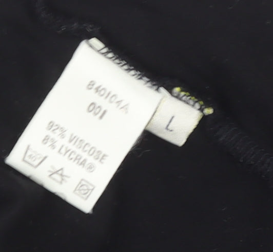 Viyella Womens Black Wrap Jersey T-Shirt Size L Short Sleeve