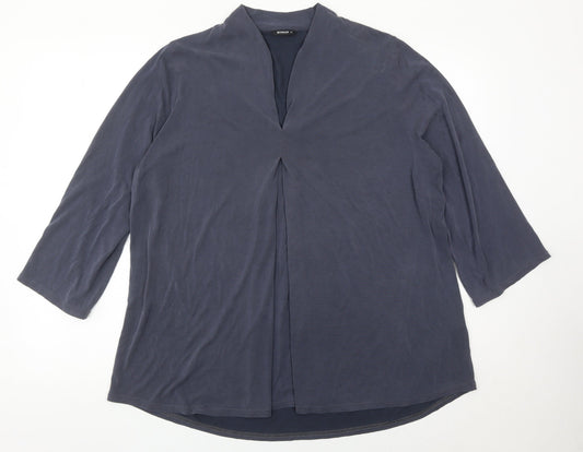 Additional front view of Roman Women’s Blue, size UK 18, Tunic Blouse 3/4 Sleeve V-Neck