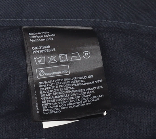 H&M Mens Blue Slim Fit Chino Trousers Size 33 Straight Leg