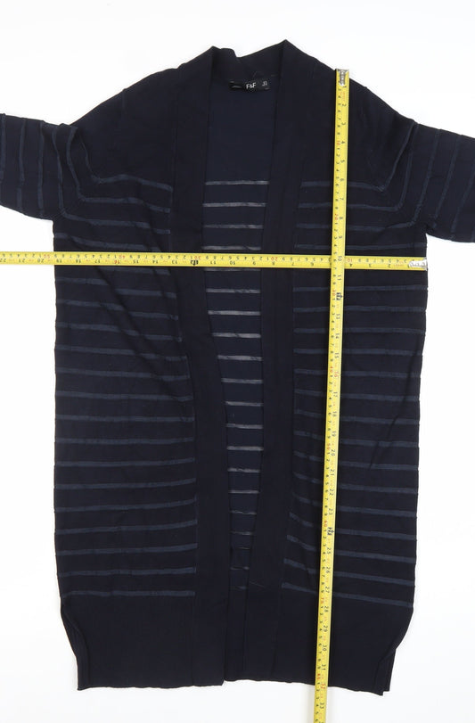 F&F Women’s Blue Striped Long Sleeve Open Cardigan UK 12