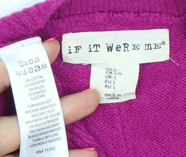 If It Were Me Womens Pink L Pullover Crew Knit Jumper