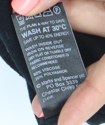 Marks and Spencer Women Black Size 14 Long Sleeve Tie Neck Blouse