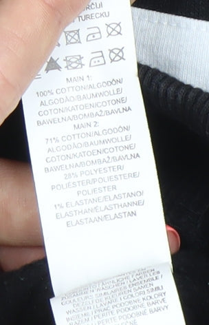 Primark Men’s Black Medium Crew Neck Pullover Sweatshirt Logo Stripe