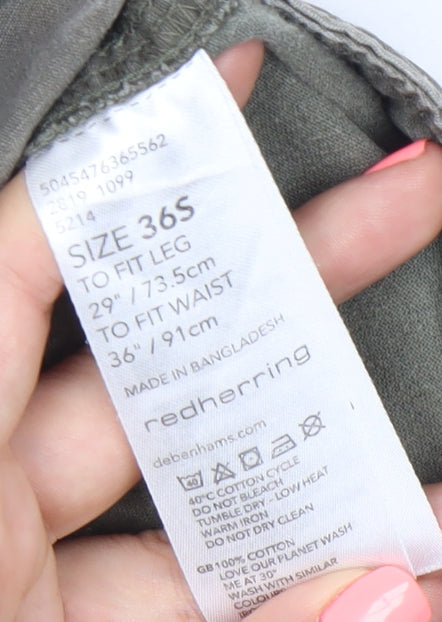 Red Herring Womens Green Cargo Trousers Size 36 Straight Leg