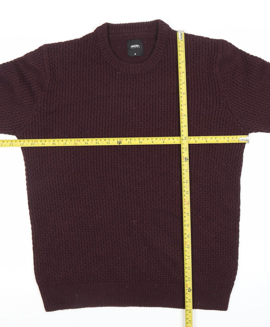 Burton Menswear Men’s Purple M Chunky Knit Crew Neck Jumper