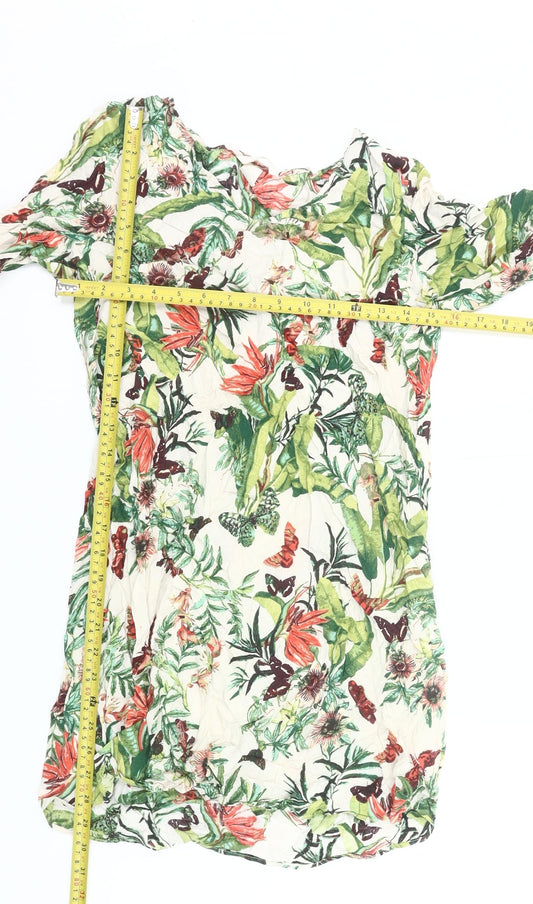 H&M Women’s Multicoloured Floral Shift Dress Size 8 Viscose