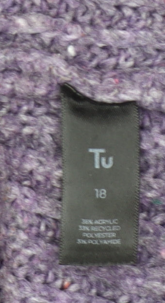 Tu Women’s Purple Chunky Knit Mock Neck Jumper Size 18