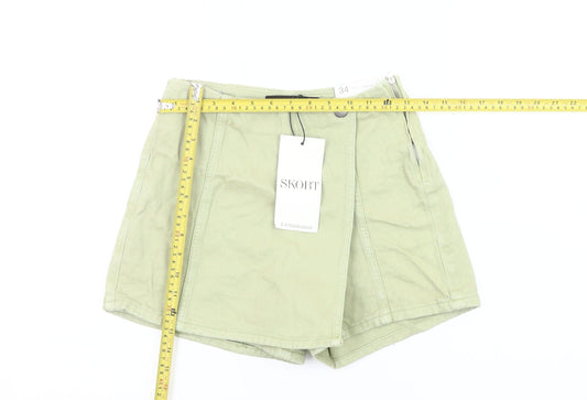 Stradivarius Women’s Green Wrap Skort Shorts UK 6 Cotton Casual