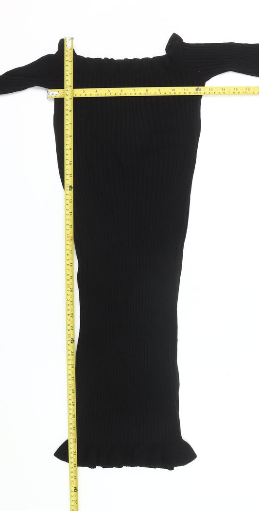 Boohoo Women’s Black Off Shoulder Bodycon Midi Dress Size S