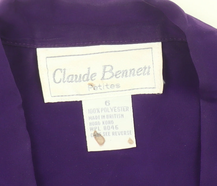 Claude Bennett Women’s Purple Petite Blouse Size 6 Short Sleeve