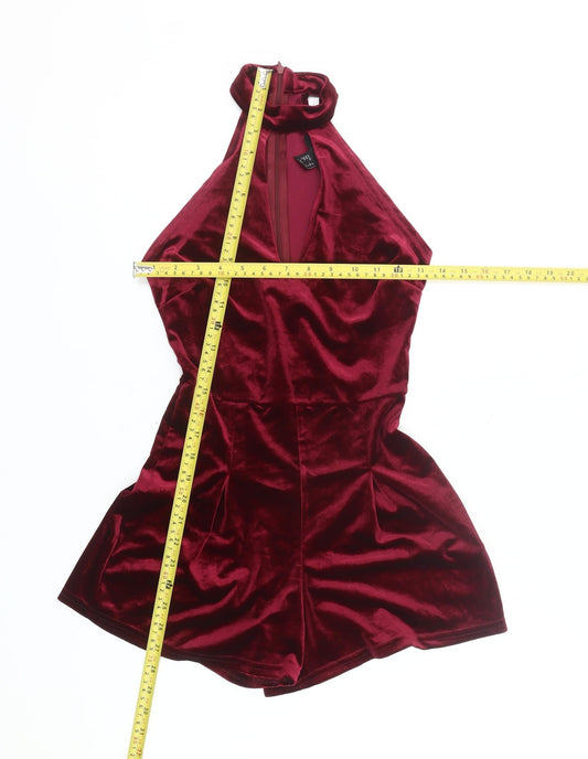 Atmosphere Women’s Red Velvet Halter Playsuit Size 6