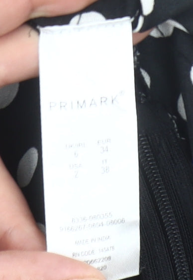 Primark Womens Black Polka Dot Wide-Leg Trousers Size 6