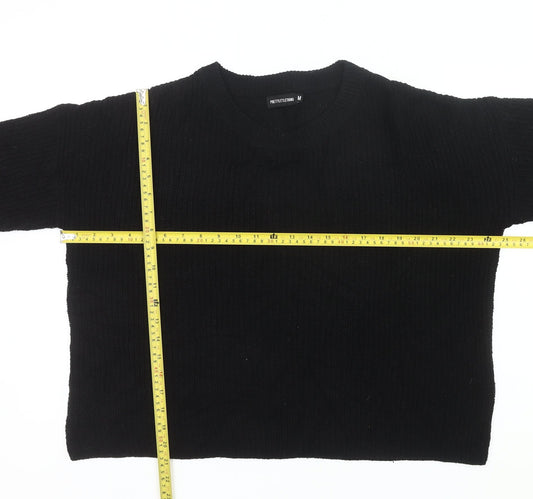 PrettyLittleThing Women's Black Chunky Knit Pullover Jumper Size M