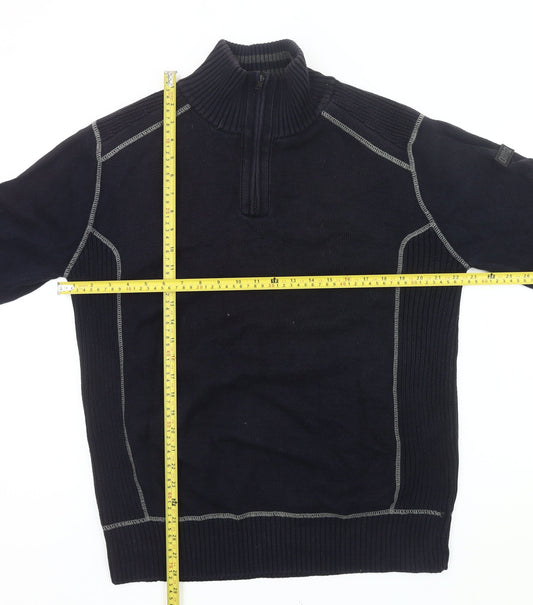 Next Mens Black High Neck 1/4 Zip Pullover Jumper Size L