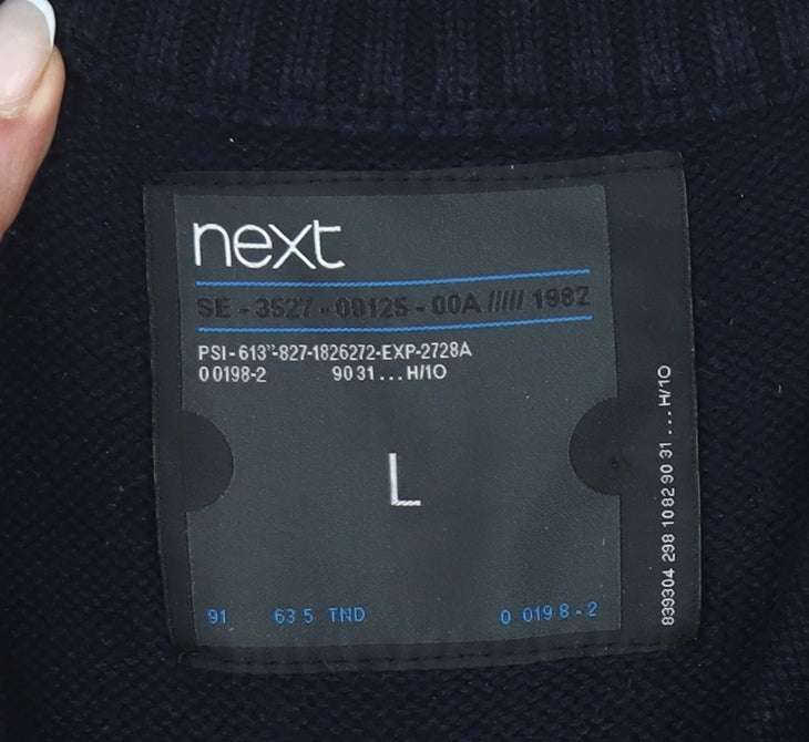 Next Mens Black High Neck 1/4 Zip Pullover Jumper Size L