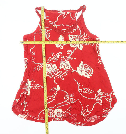 FatFace Womens Red Floral Camisole Tank Top Size 12 Viscose