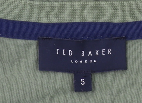 Ted Baker Mens Green Logo T-Shirt Size L Crew Neck Cotton